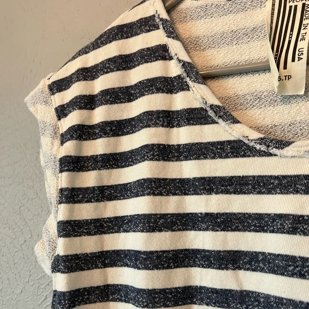 Free people striped short sleeve tshirt dress navy and beige terry cloth - Image 6