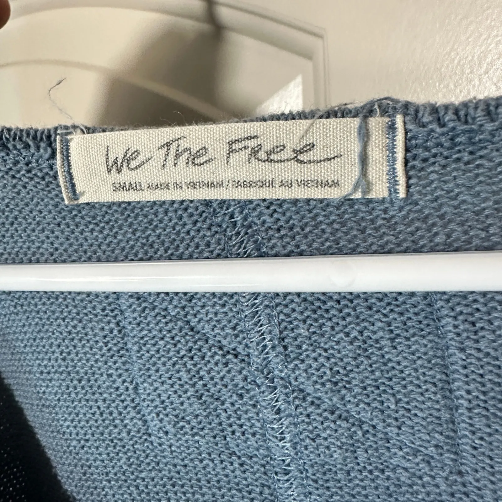 Free People Come & Get It‎ Cotton Blend V-neck Top Blue Metal We the Free Small - Image 3