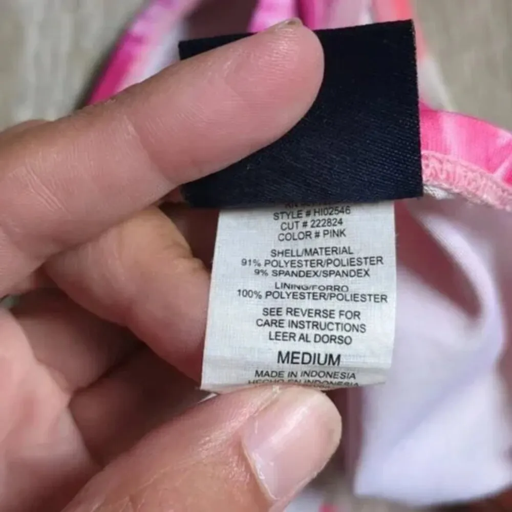 L.E.I. Y2K Tie Dye Hawaiian Flower Triangle Bikini Pink Size M - Image 12