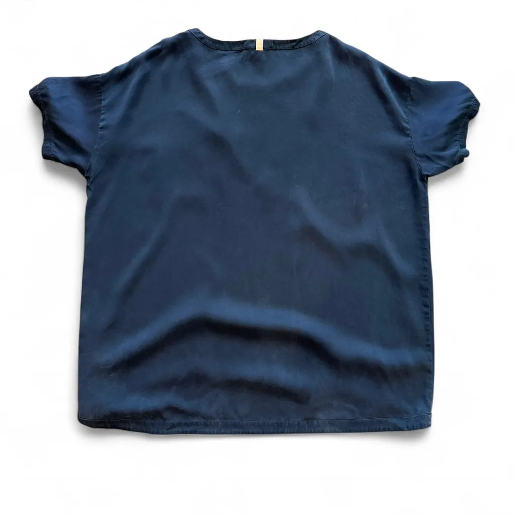 Lunya Washable Silk Tee Short Set Deep Blue Medium - Image 5