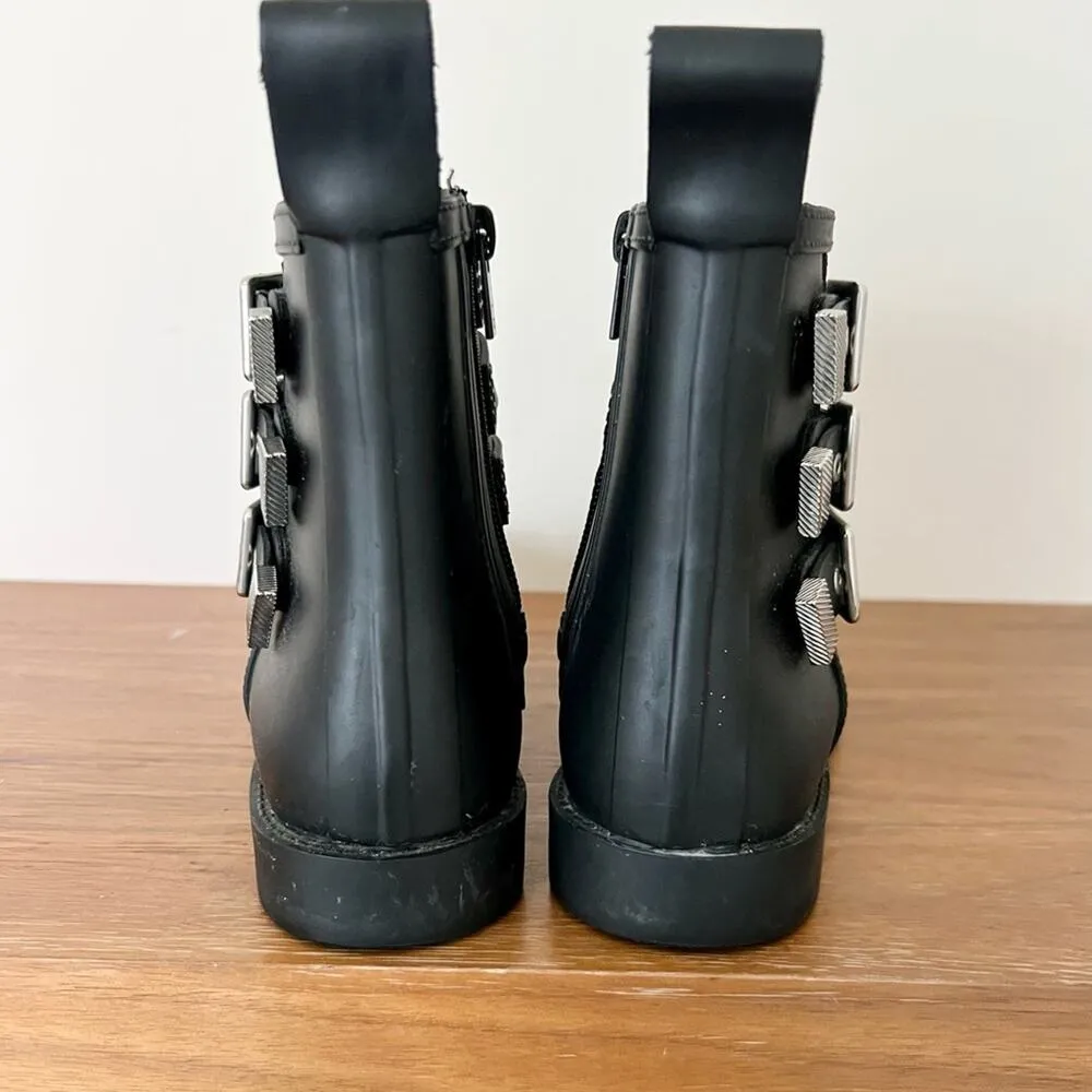 Loeffler Randall Nash Rain Ankle Boots with Buckle Detail Matte Black Size 6 US - Image 6