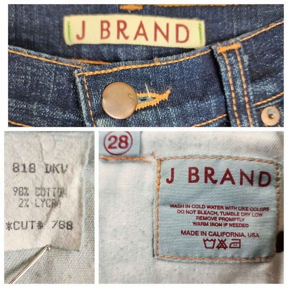 J Brand 818 Jeans Dark Wash Blue Denim Stretchy Flared Leg Wide Leg 28x29 - Image 4