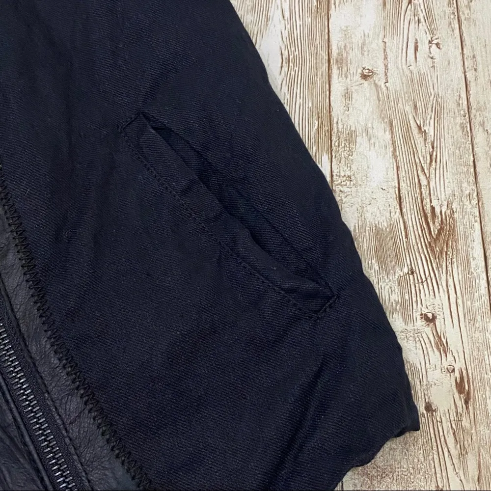 VINCE Black Leather Trim Linen Blend Asymmetrical Vest - Image 10