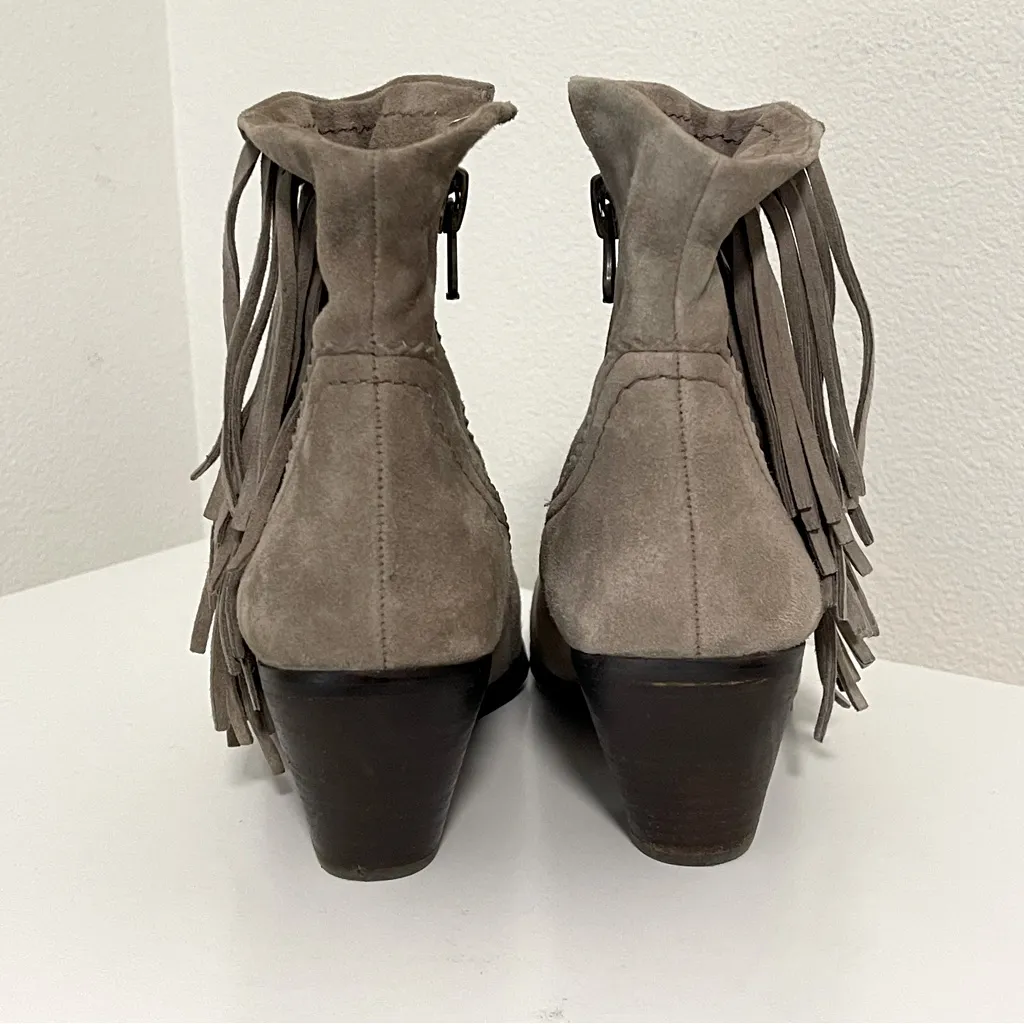 Sam Edelman Women's Louie Ankle Fringe Bootie Tan, Grey Taupe Suede 7.5 - Image 10