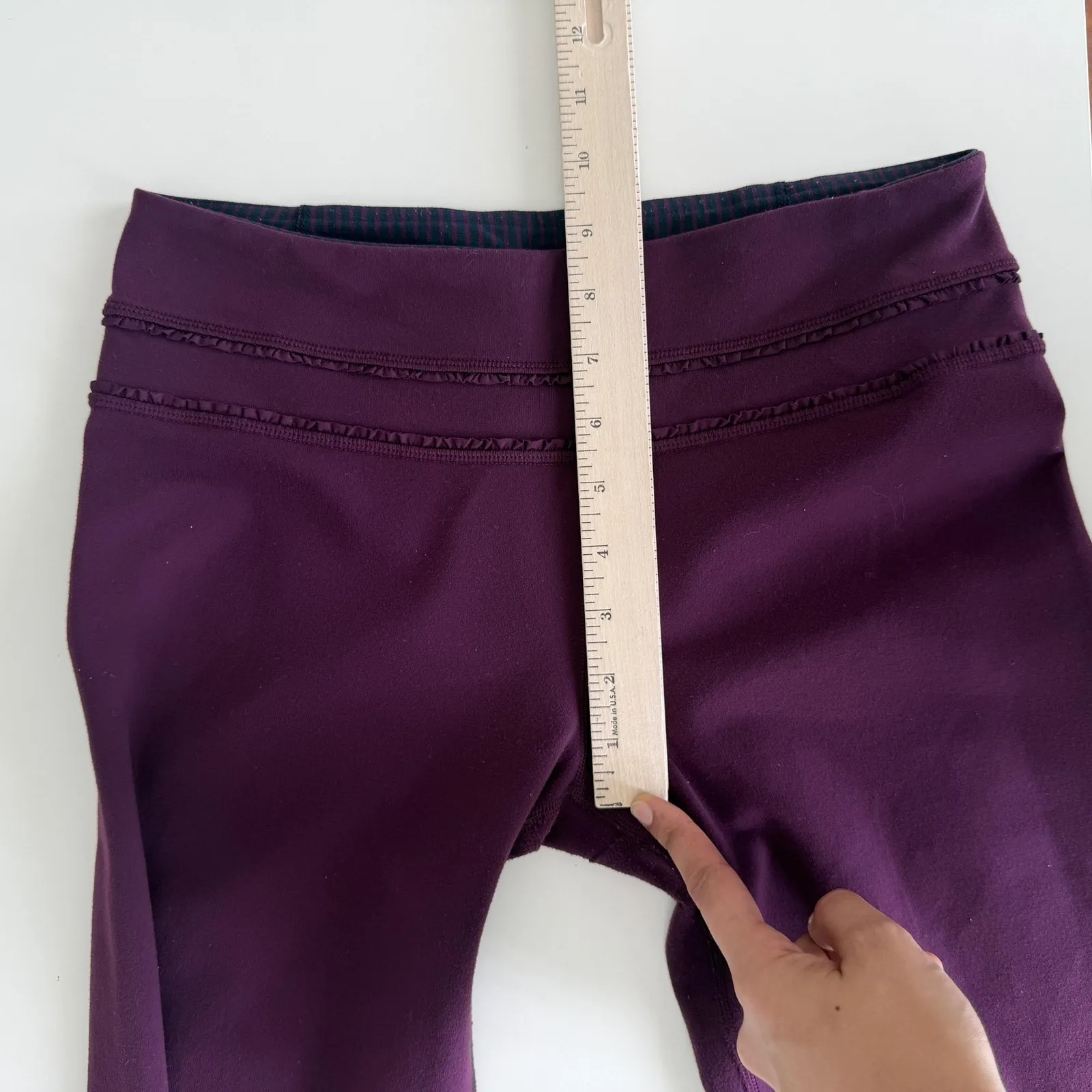 Lululemon Pants Womens Small Plum Groove Flare Low Rise Ruffle Luon Yoga Gym Y2K Purple - Image 8