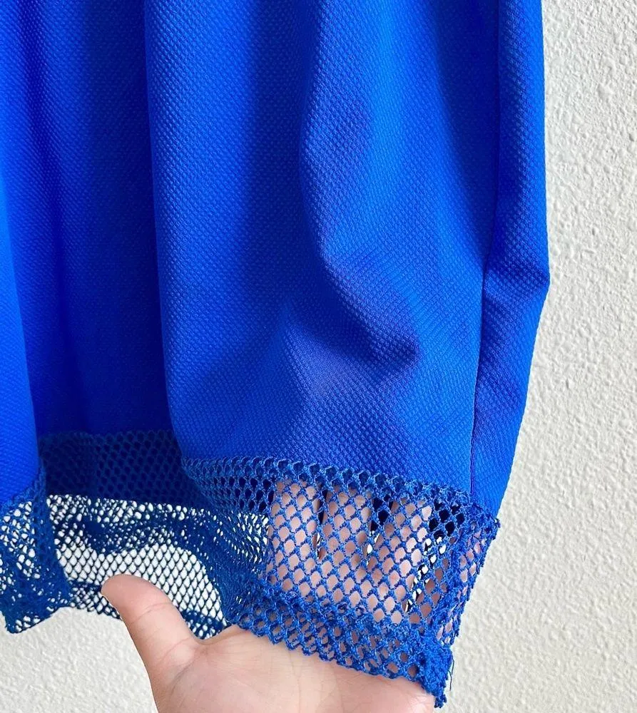 Charlotte Russe Royal Blue V Neck Mesh Cut Out Bodycon Mini Dress Size Medium - Image 4