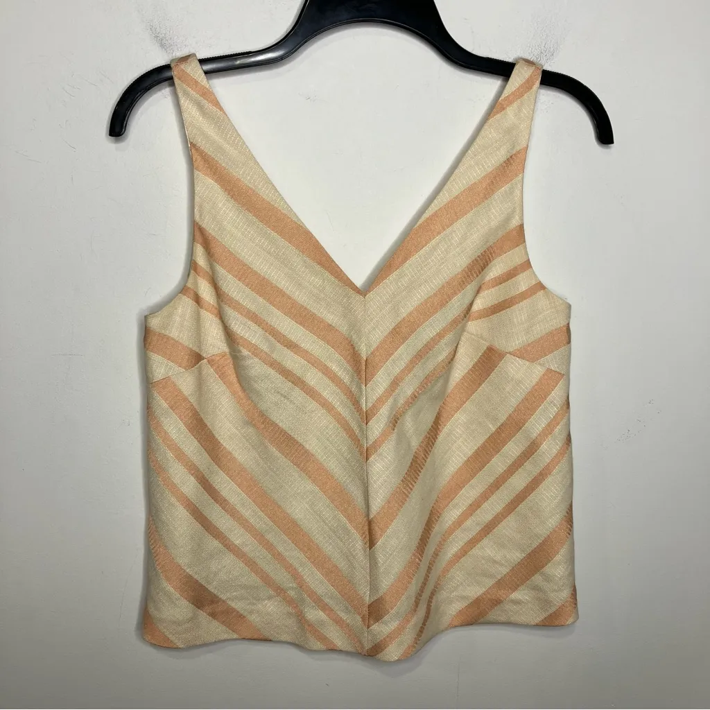 Anthropologie HD in Paris cream peach v-neck tank blouse women’s‎ size 2 dressy - Image 3