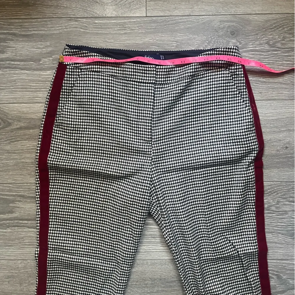 Boden Wool Houndstooth Black White Velvet Racing Stripe Pants Size 8 Career - Image 9