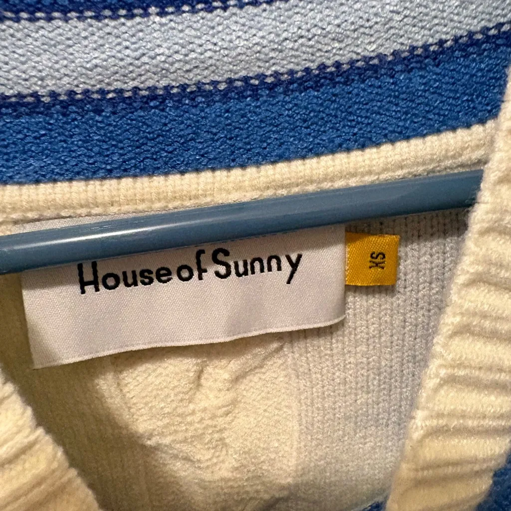 House of Sunny Players cable knit sweater size XS Blue - Image 8