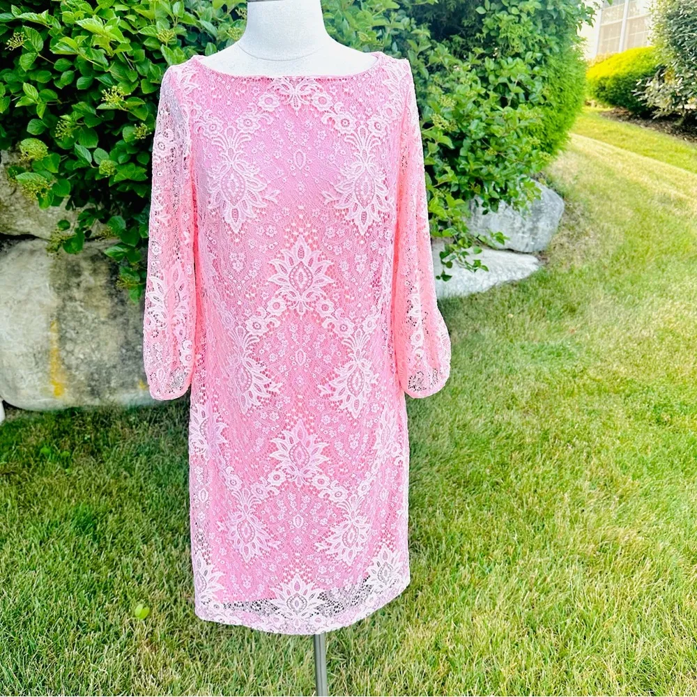 Chaps Lace Light Pink Elegant Dress - Image 5