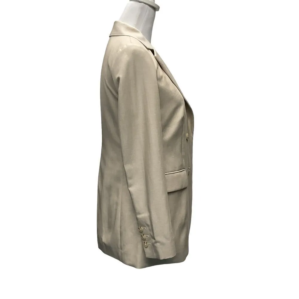 Talbots Petite Double Breasted Blazer‎ Jacket Sz 2P Beige Long Sleeve Work - Image 4