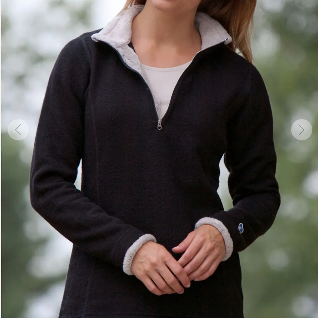 Kuhl Alyssa Alfpaca Fleece Pullover 1/4 Zip Black Women’s M Soft Shearling Trim - Image 3