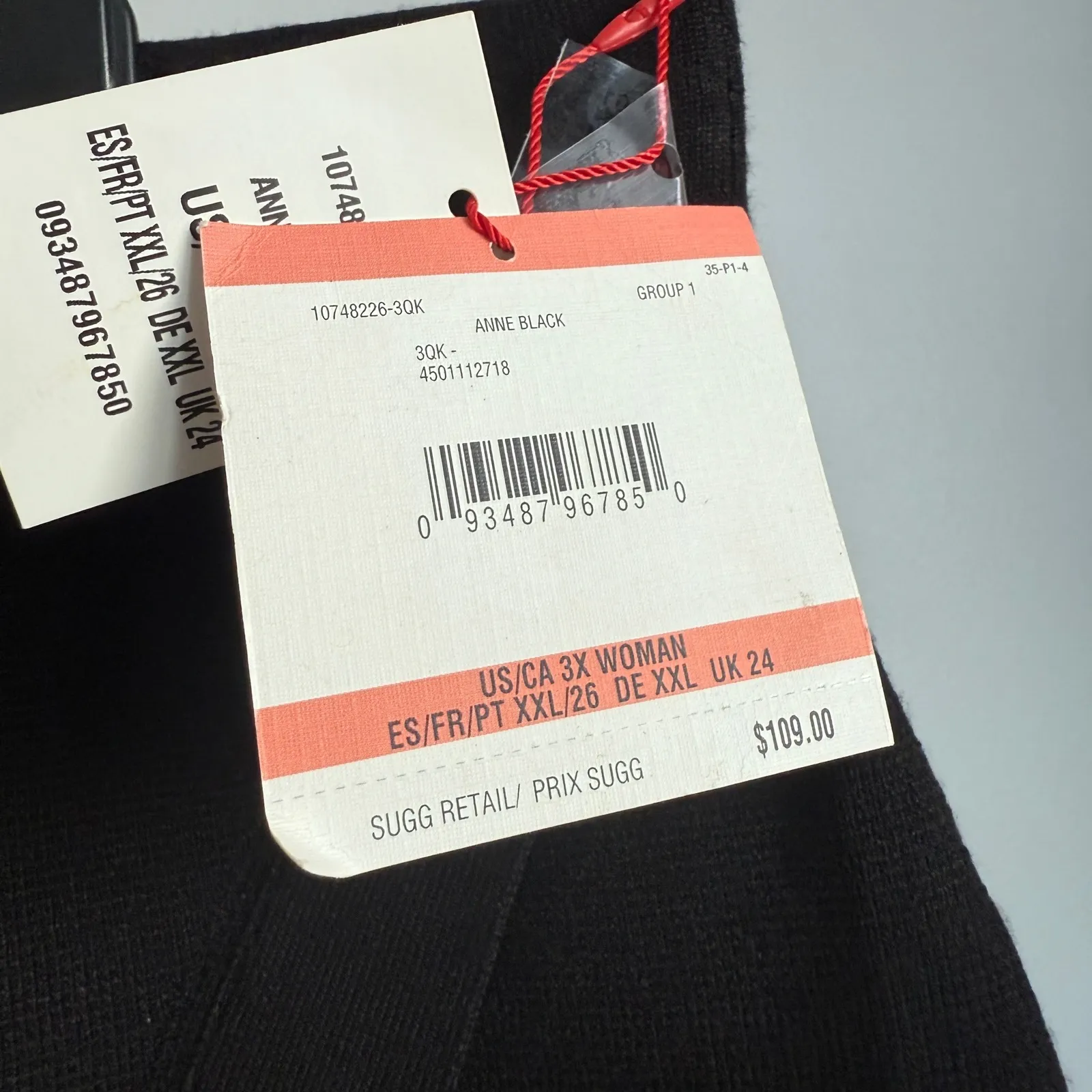 Anne Klein Black Pencil Skirt Asymmetrical Knit‎ Stretch 3X Work Career NWT - Image 5