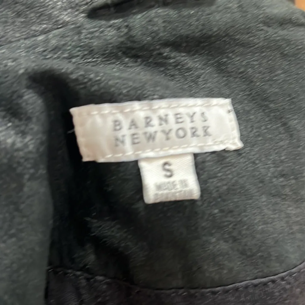 Barney’s New York black suede leather side zip jacket - Image 8