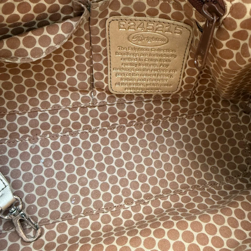 Brighton Croc Olive‎ Green Shoulder Bag Purse Zipper Charm And Dust bag B Tan - Image 11