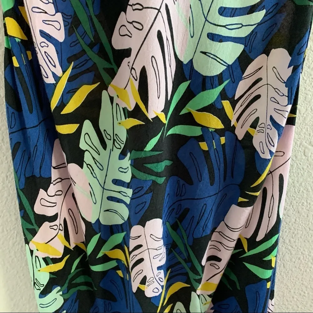 Aila Blue Tropical Floral Palm Maxi Vacation Dress Extra Small - Image 4