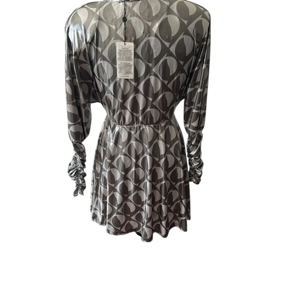 Women's Batwing Sleeve Printed Mini Dress Black - Image 3