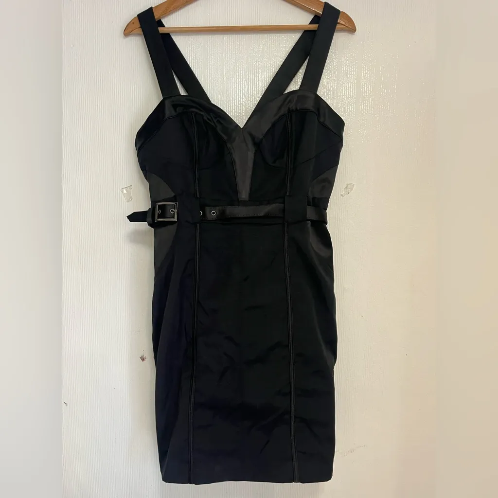 bebe Black Strapless Dress with Belt - Image 2