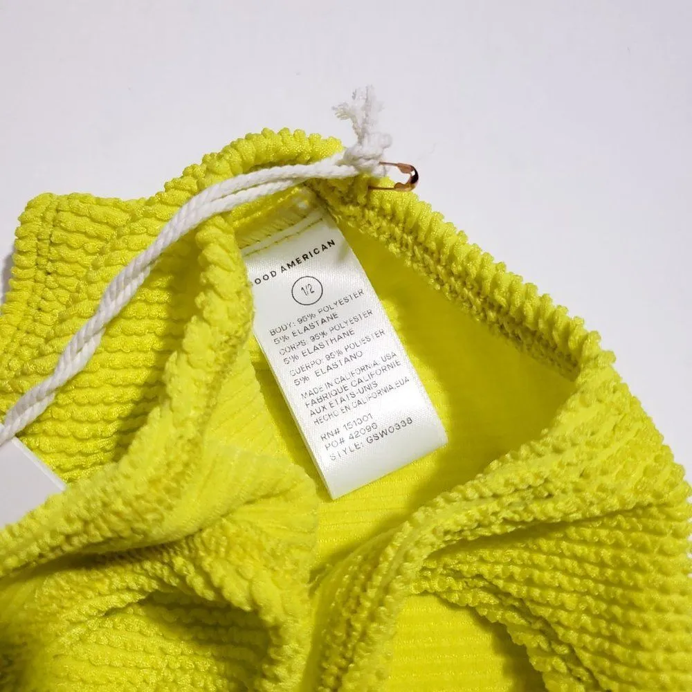 Good American Crinkle One Shoulder Bikini Swim Top Always Fits Yellow Size 1/2 - Image 6