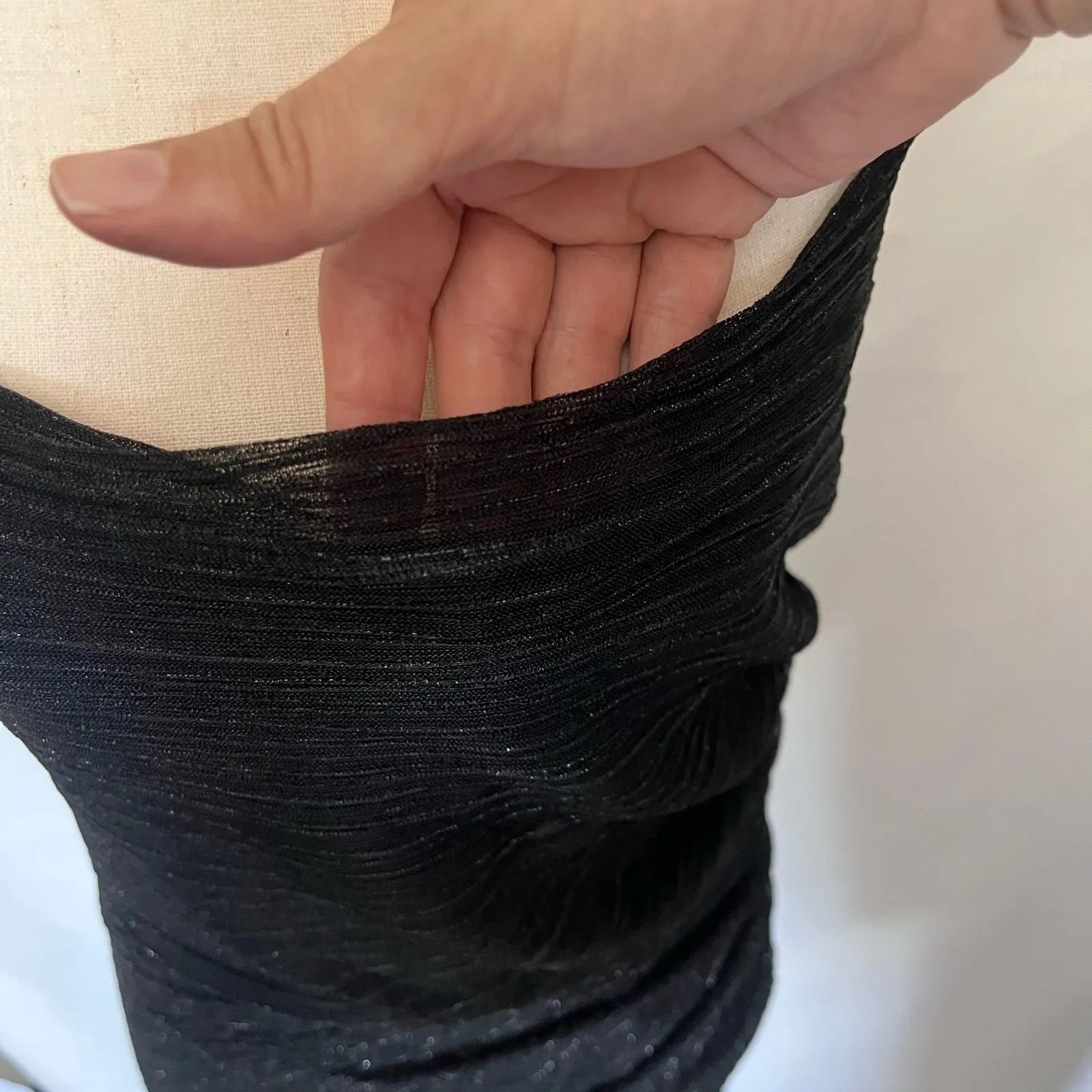 Vintage Y2K Onyx Nite Slip Dress Sz 10 Whimsigoth Vampy Shimmer Sheer Mob Wife Black - Image 15