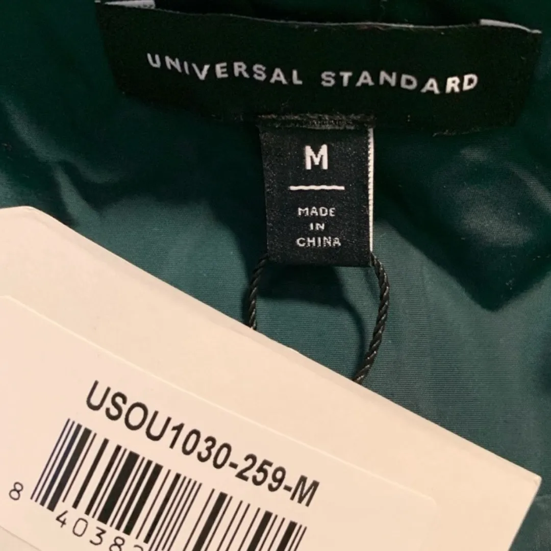 Universal Standard Teal Hooded Puffer Jacket Quilted Medium NWT Comfort Panel - Image 9