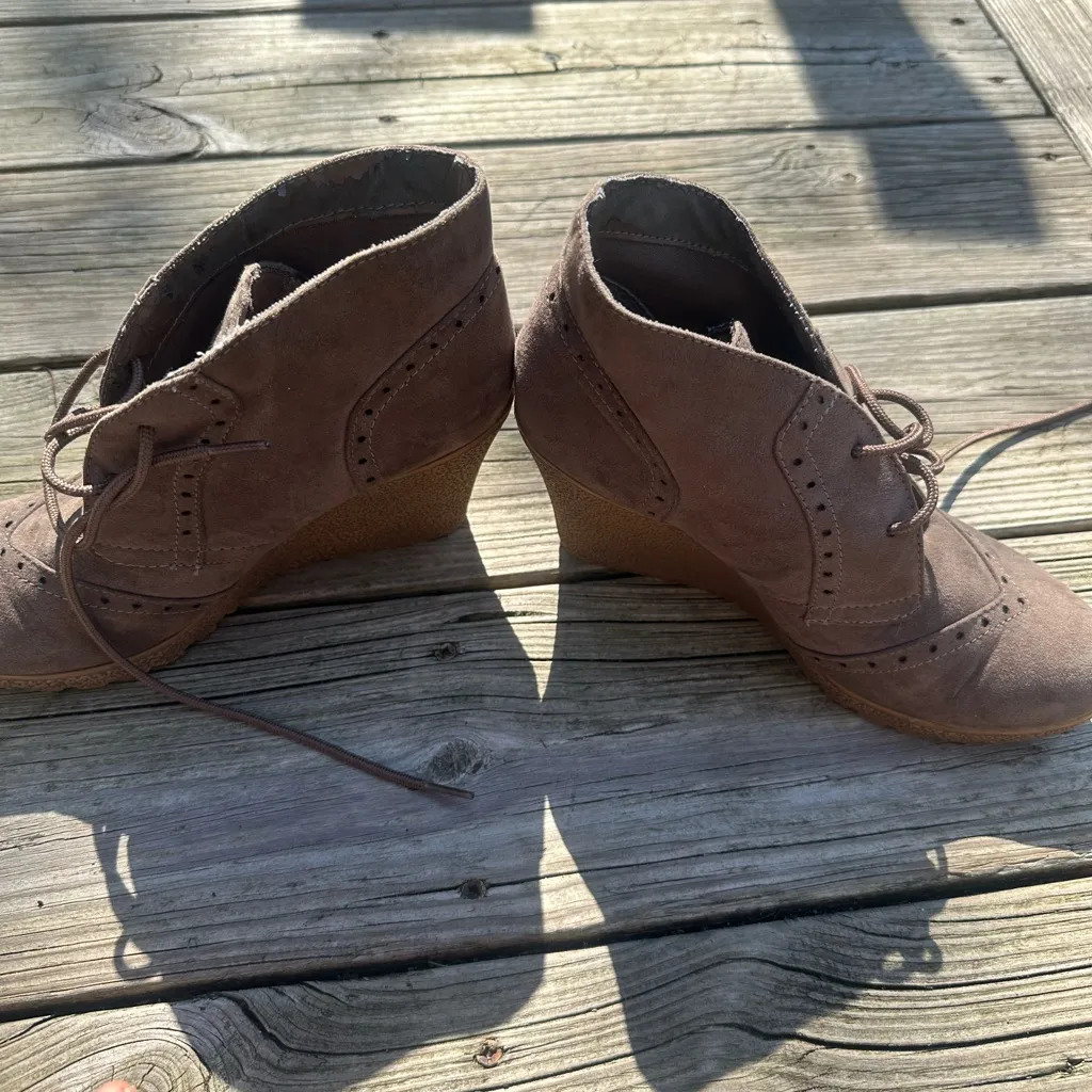 MIA Brown Lace-Up Wedge Shoes - Image 4