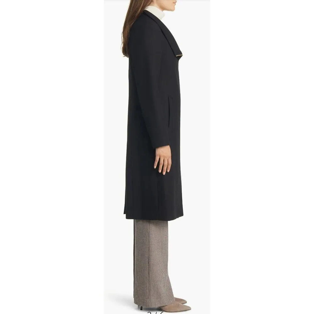 NWT $500 Cole Haan Wool Blend Full Zip Collar Coat Women's 10 Black C4 - Image 6