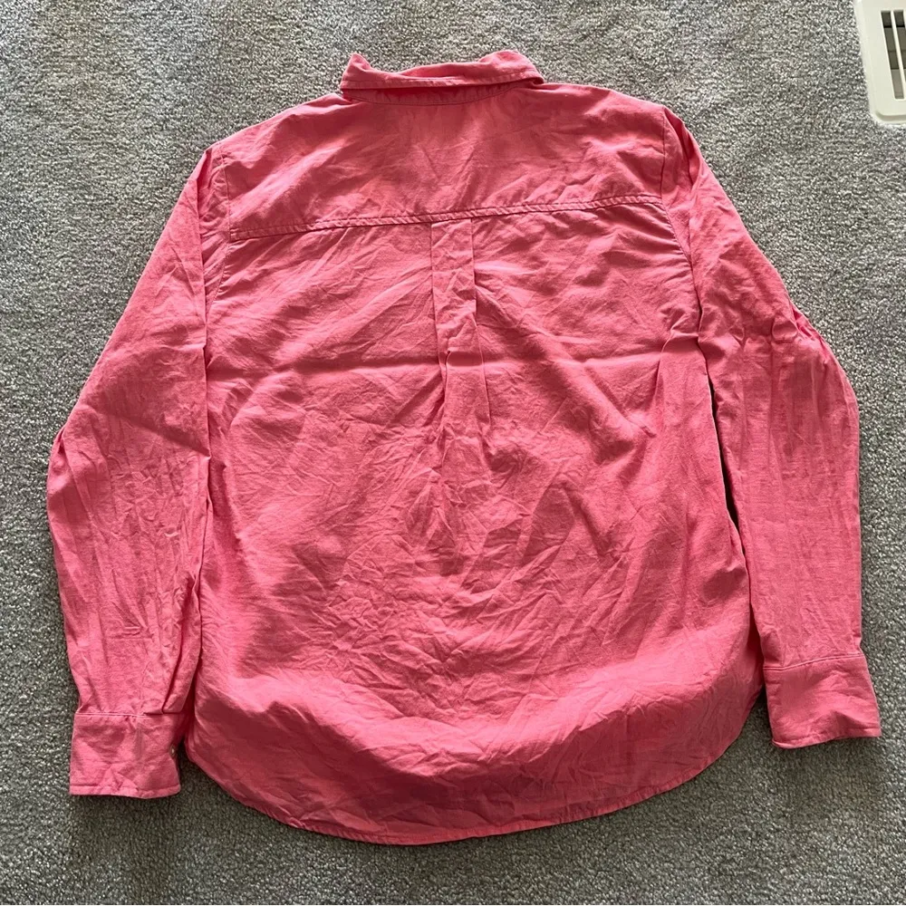 LOFT Linen Blend Long Sleeve Button Down Shirt Pink Size Small Spring Summer - Image 4