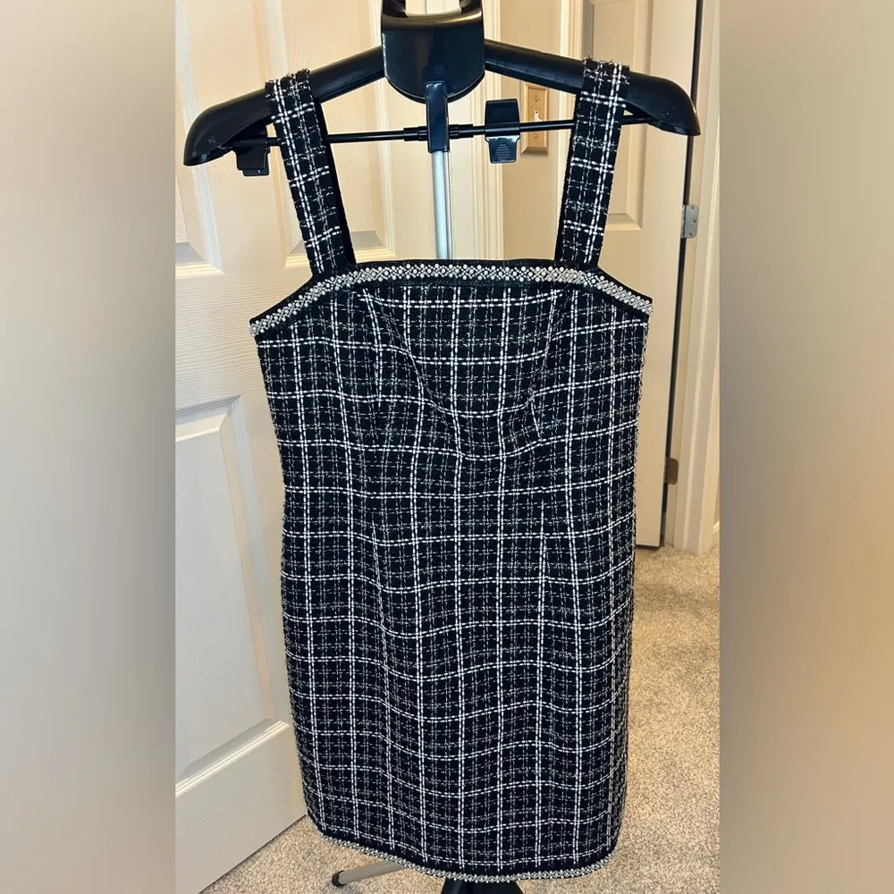 Elie Tahari Juneau multi tweed embellished‎ pearl beaded dress size Med NWT - Image 2