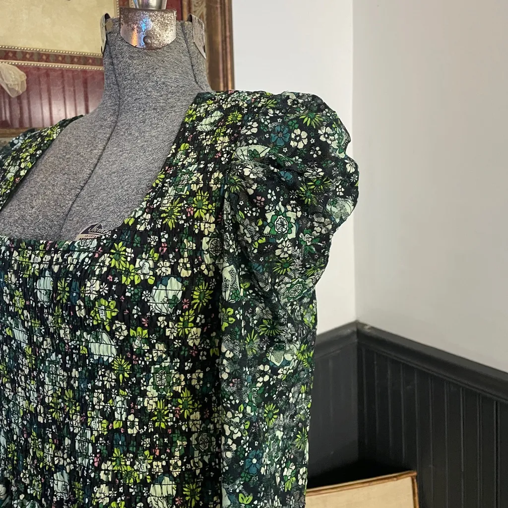 Scotch & Soda Maison Floral Print Lace Smocked Cottage Core Midi Dress - S 💛🎀 - Image 9