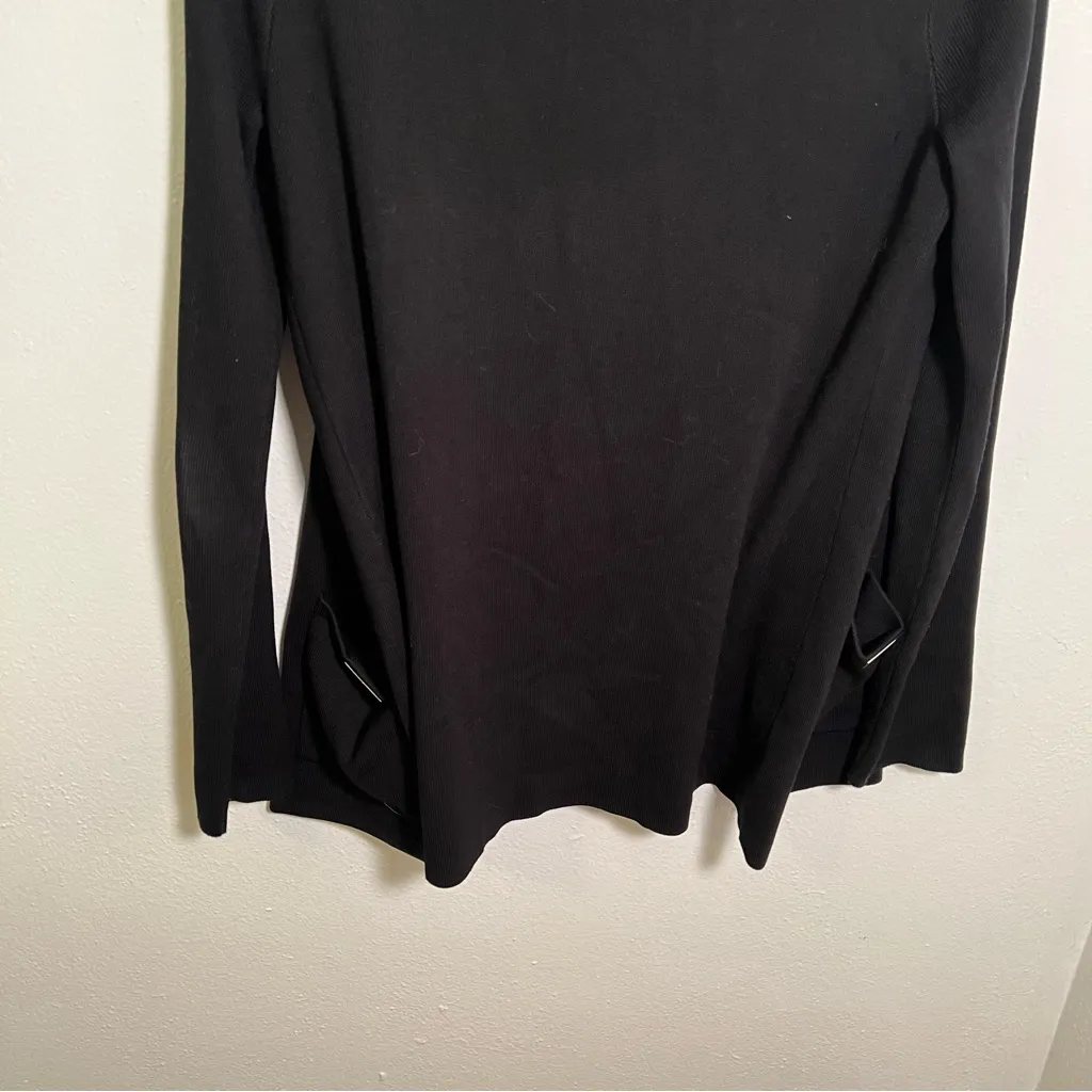 Premise Studio Open Front Cardigan Sweater Black Pockets S - Image 7
