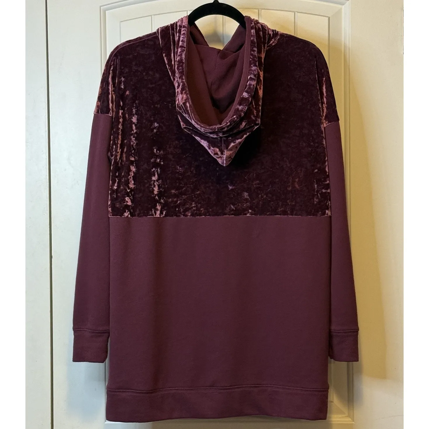 Flirtitude Active Hoodie M/L Burgundy Velour Sweatshirt Pullover Long Sleeve # - Image 3