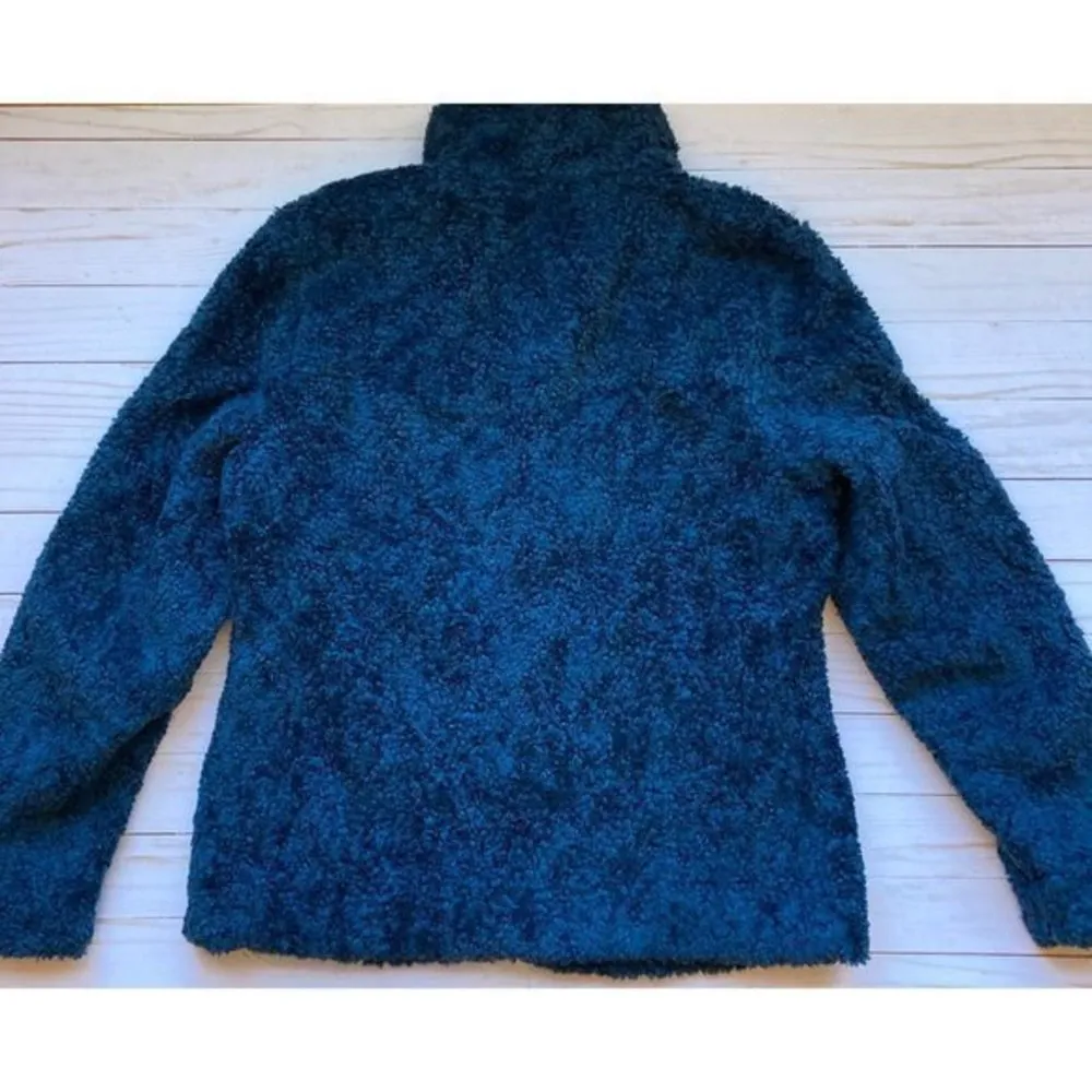 Pendleton  Fuzzy Sherpa Wool Blend Full Zip Blue-Green Jacket Sz S - Image 3