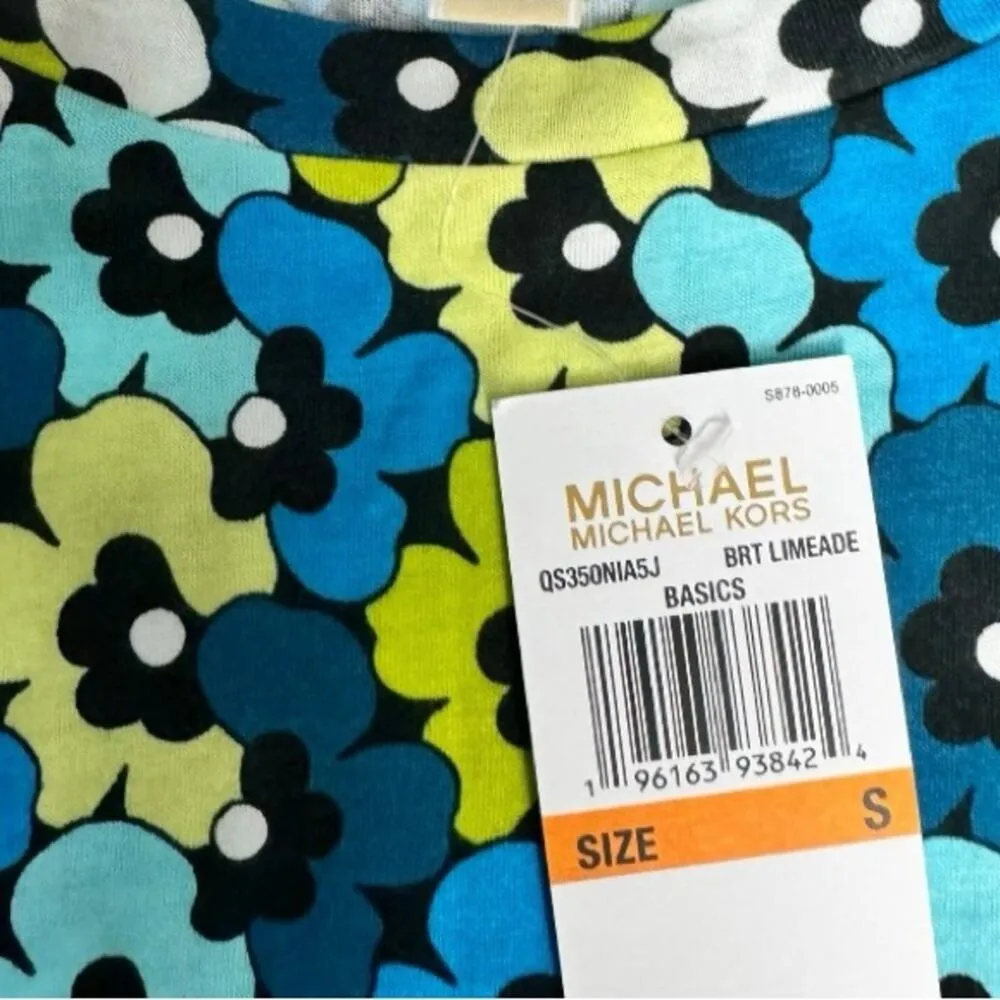 Michael Kors Women's Short Sleeve Limeade Colorful Print Sz S NWT - Image 5