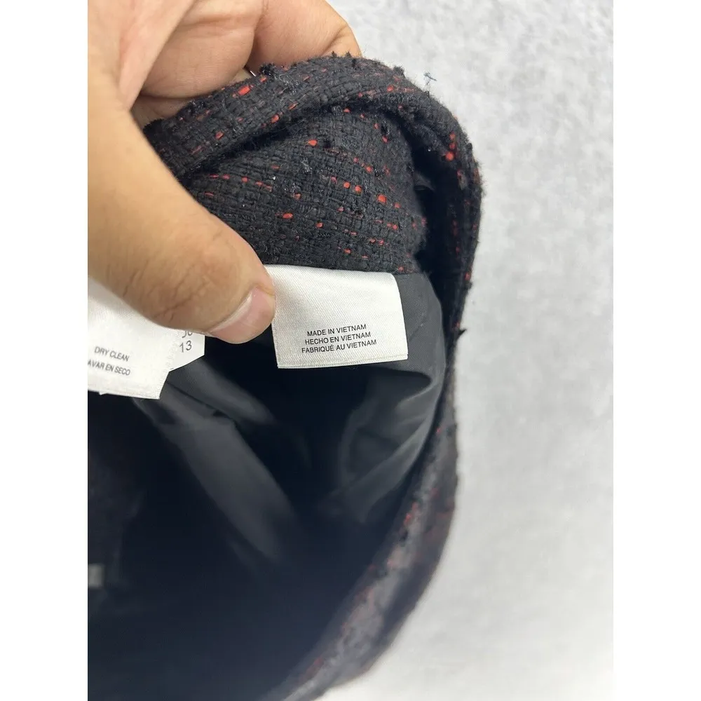 Nine West Women's A Line Skirt Black Red Boucle Tweed Size 12 Knit Wool Blend - Image 5