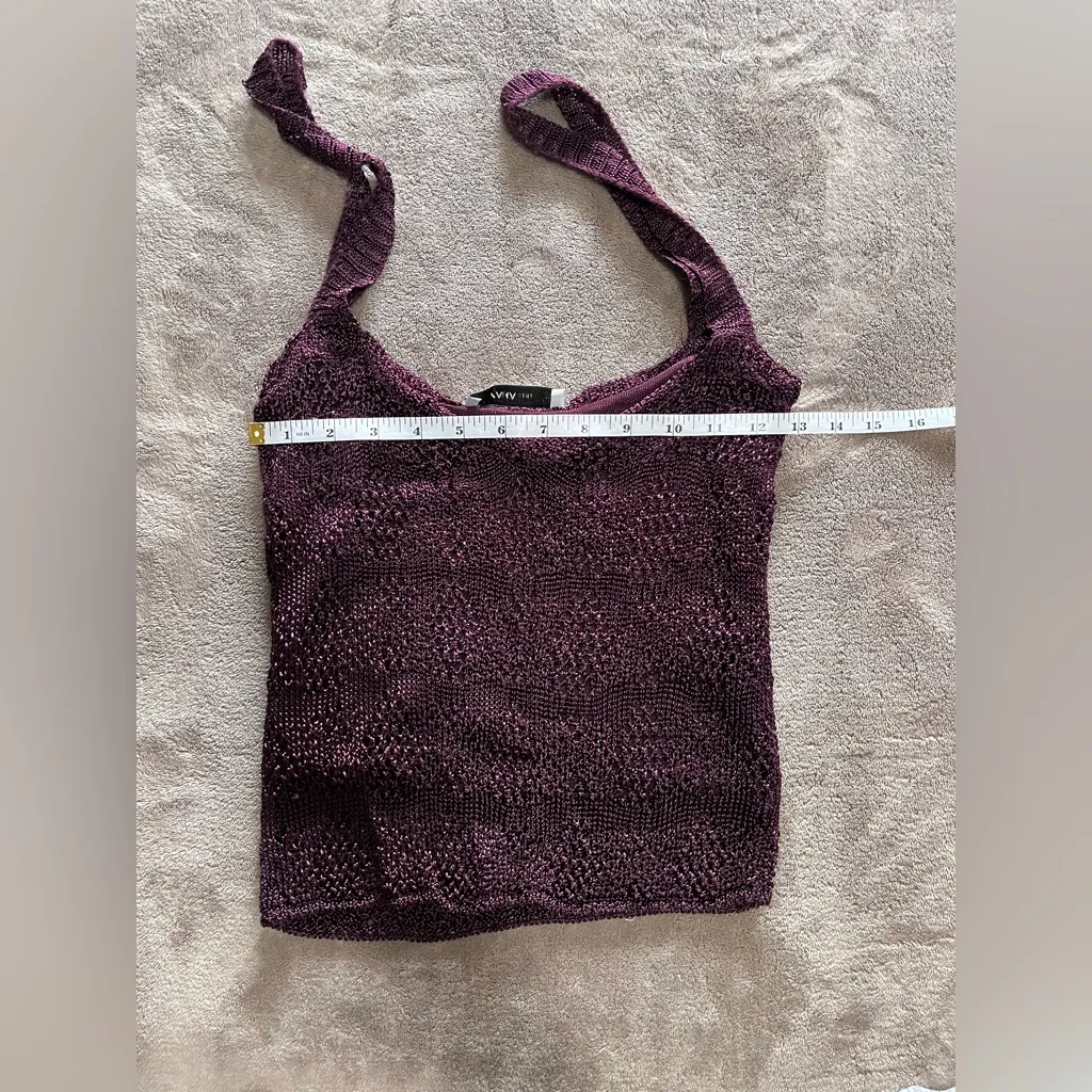 ZARA Knit Silky Stretch Plum Purple Lined Sweater Tank Top Women’s Sz M EUC - Image 7