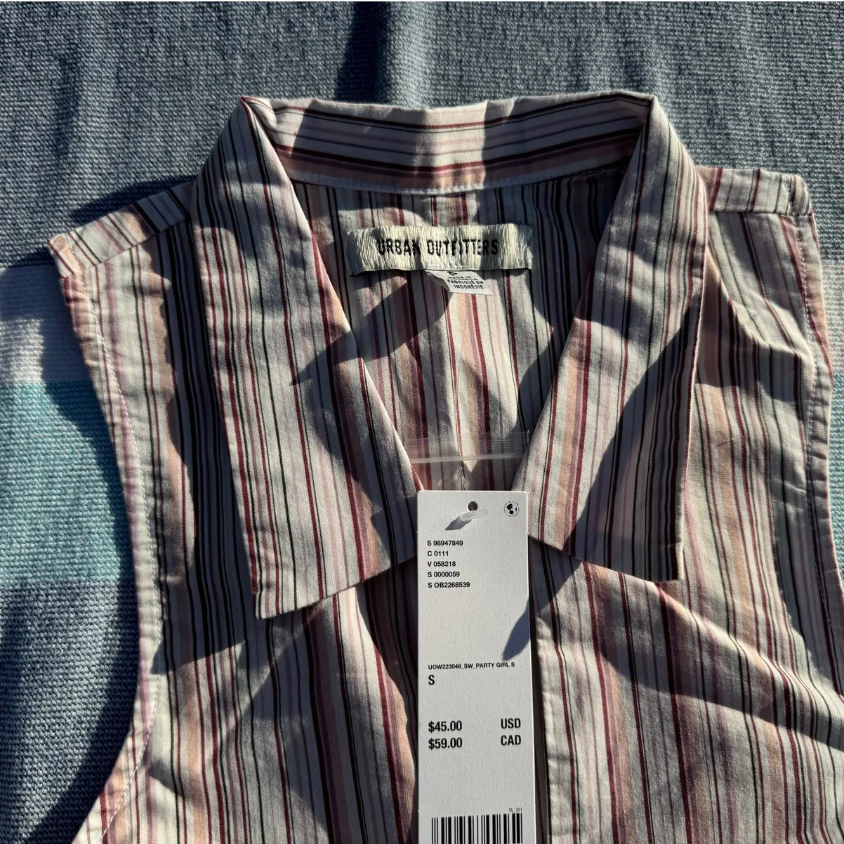 NWT Urban Outfitters Party Girl Cotton-Blend Button Down Sleeveless Shirt - Image 6