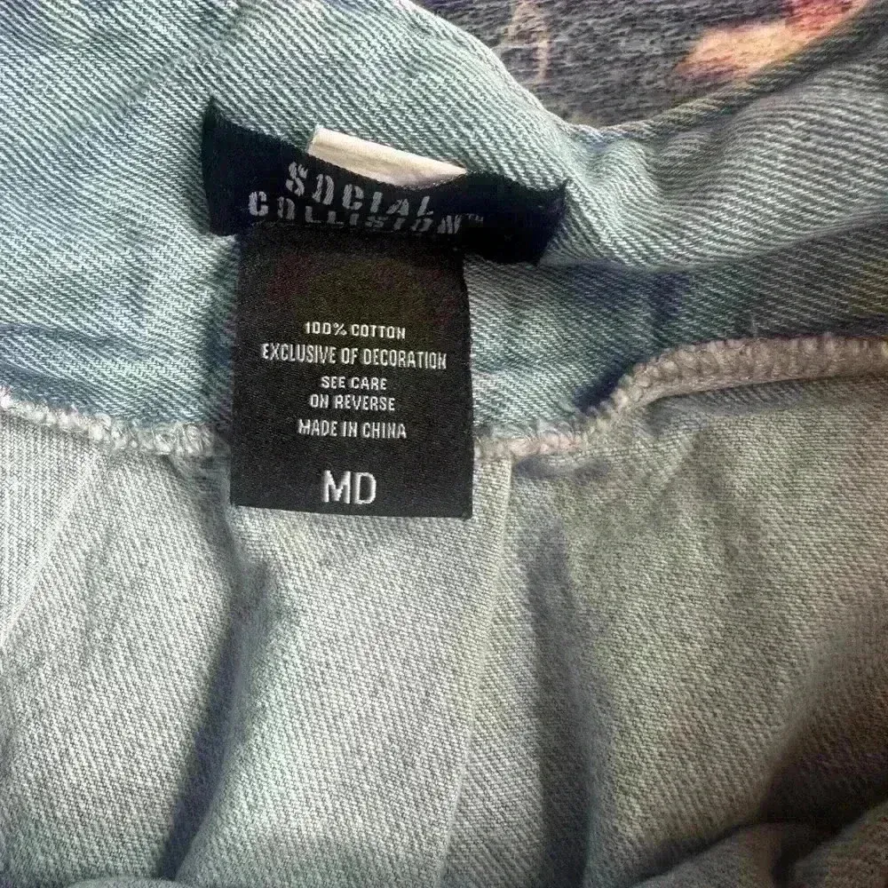 Trendy Pleated Denim Mini Skirt Size M Y2K 90s Indie Streetwear Jean Skater - Image 3