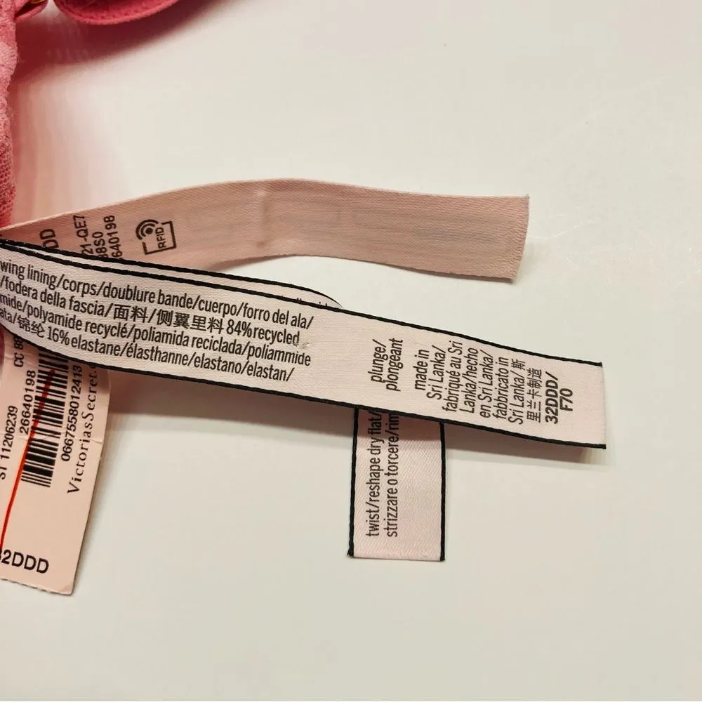 Victorias Secret Love Cloud Lightly Lined Half‎ Pad Plunge Bra Sz 32DDD Pink NEW - Image 11