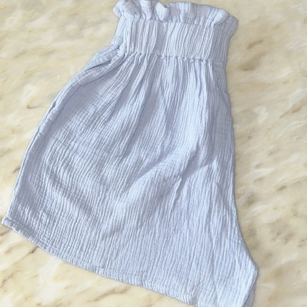 Women’s Spring Paperbag High Waist Baby Blue Pull On Cotton Shorts Sz Large - Image 3