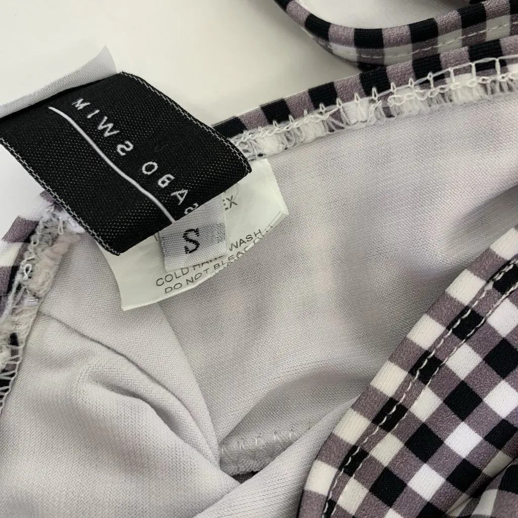 Sabo Swim Bikini Top Small Black White Check Summer Beachwear Y2K Retro - Image 4