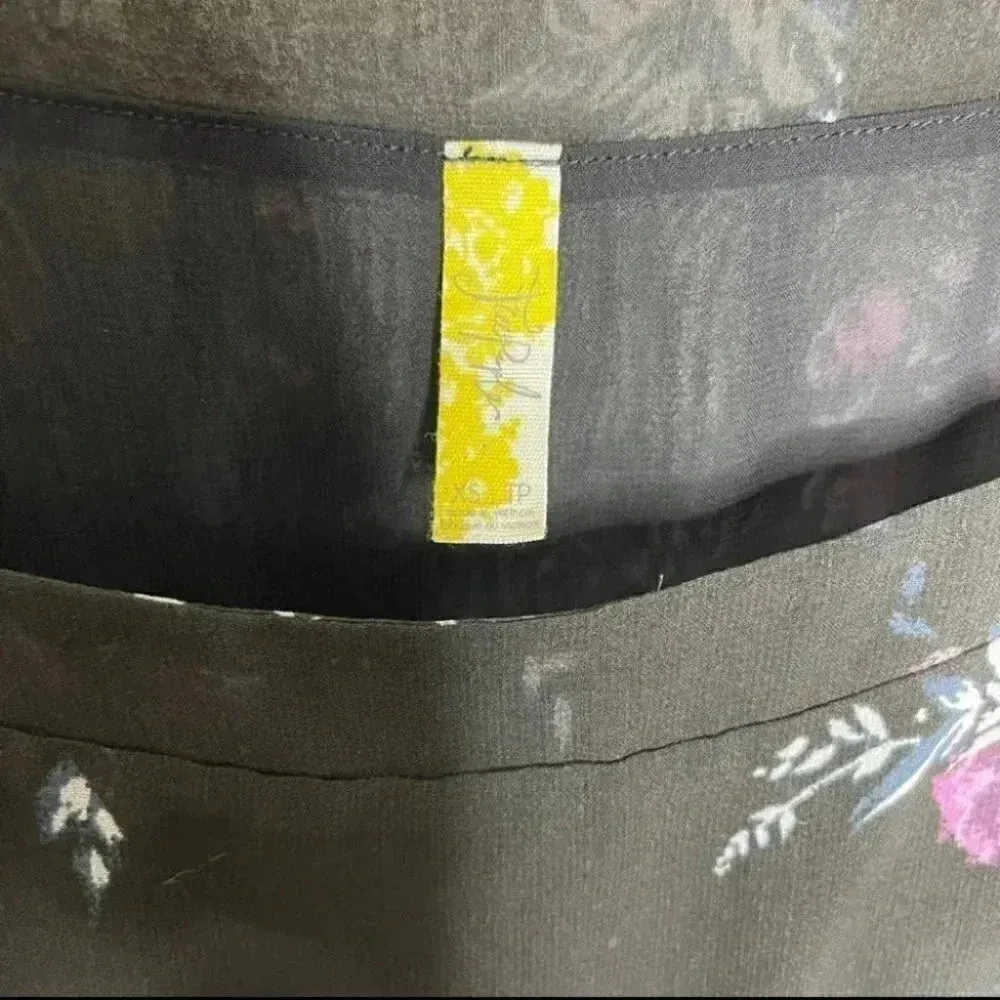 Free People Black Floral MIDI Off the shoulder Dress Size XS Tied to You - Image 5