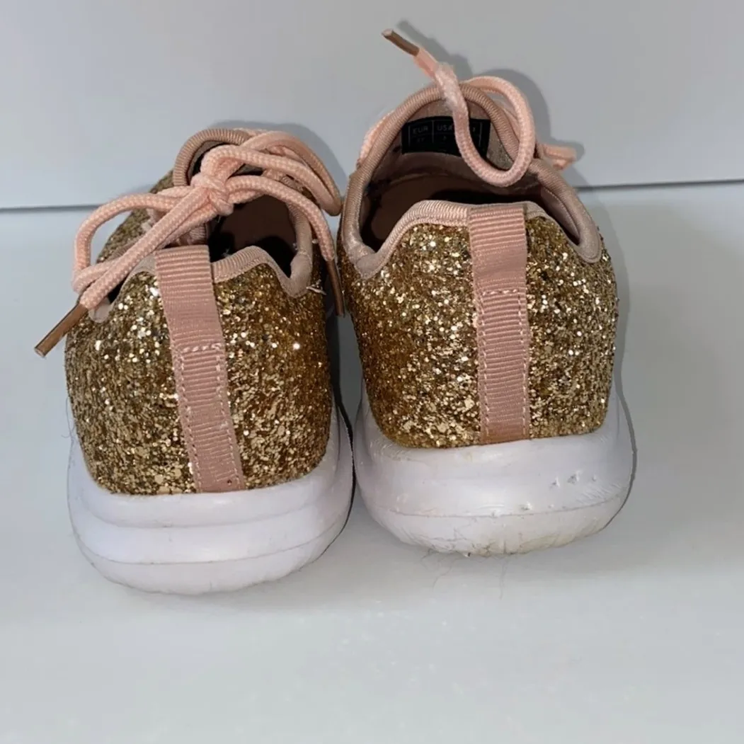 Glittery Gold Kids Sneakers Size 7 - Image 2