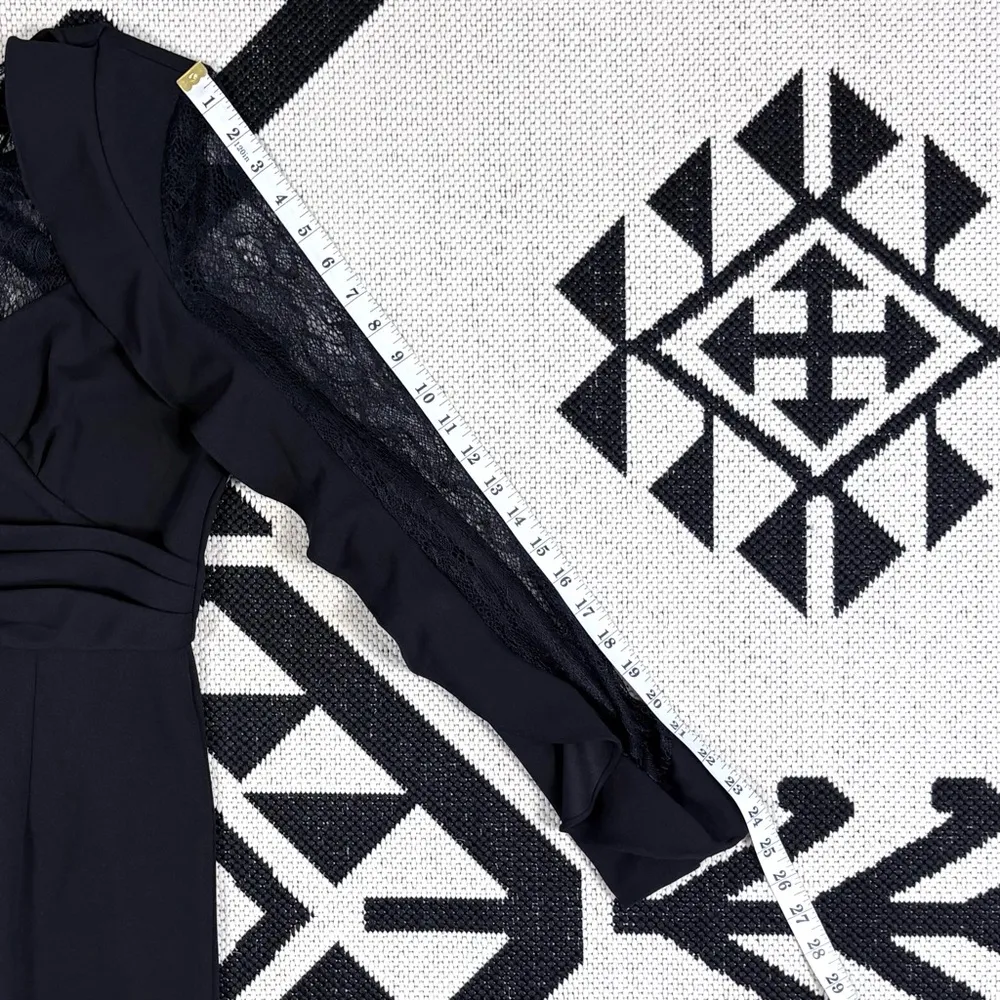 Adrianna Papell Black Lace & Ruffle Jumpsuit Size 6 - Image 12