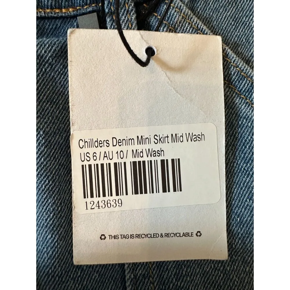 Princess Polly Childers Denim Mini Skirt Mid Wash Size 6 NWT - Image 6