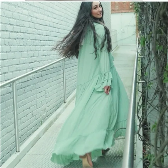 Free People Sweet Darlin Maxi Dress Minted Jade size M - Image 6