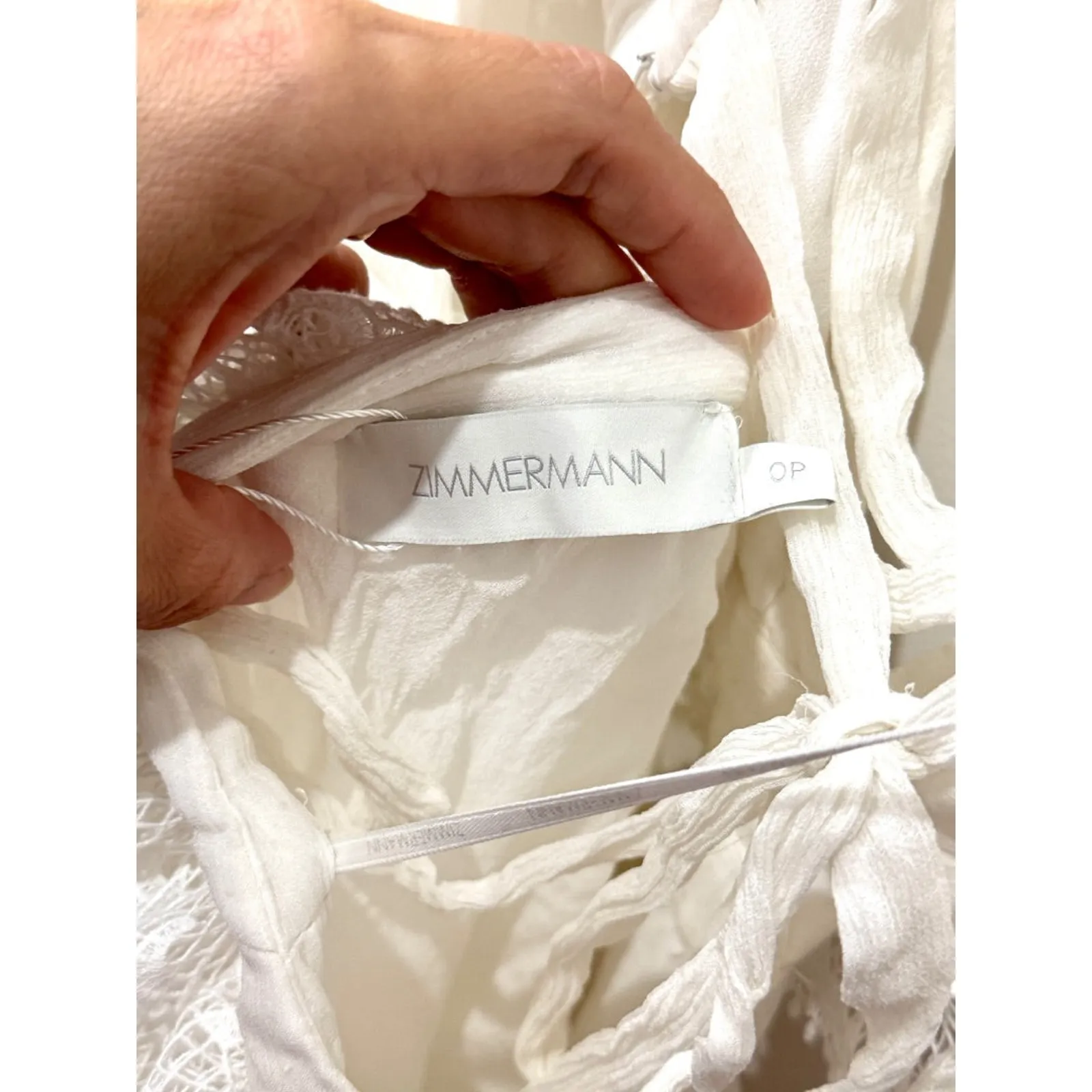 Zimmermann Suraya Lace Cut Out Lace Up Back Sheer Dress White Womens Size 0/P - Image 5