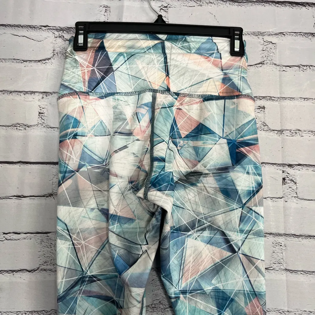 Evolution and Creation Geometric Blue and Pink Leggings SZ M High Waist Yoga Y2K - Image 9