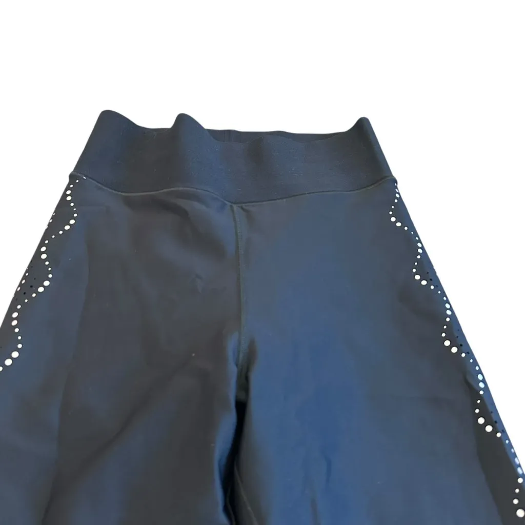 Ultracor Black High Waisted Leggings Cropped Length Polka Dot Stretch Size Small - Image 2