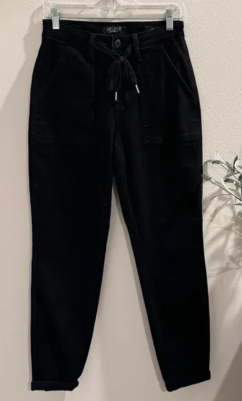 Judy Blue Women's Black High Waisted Double Roll Cuff Jogger Jeans 3/26 Comfy - Image 1